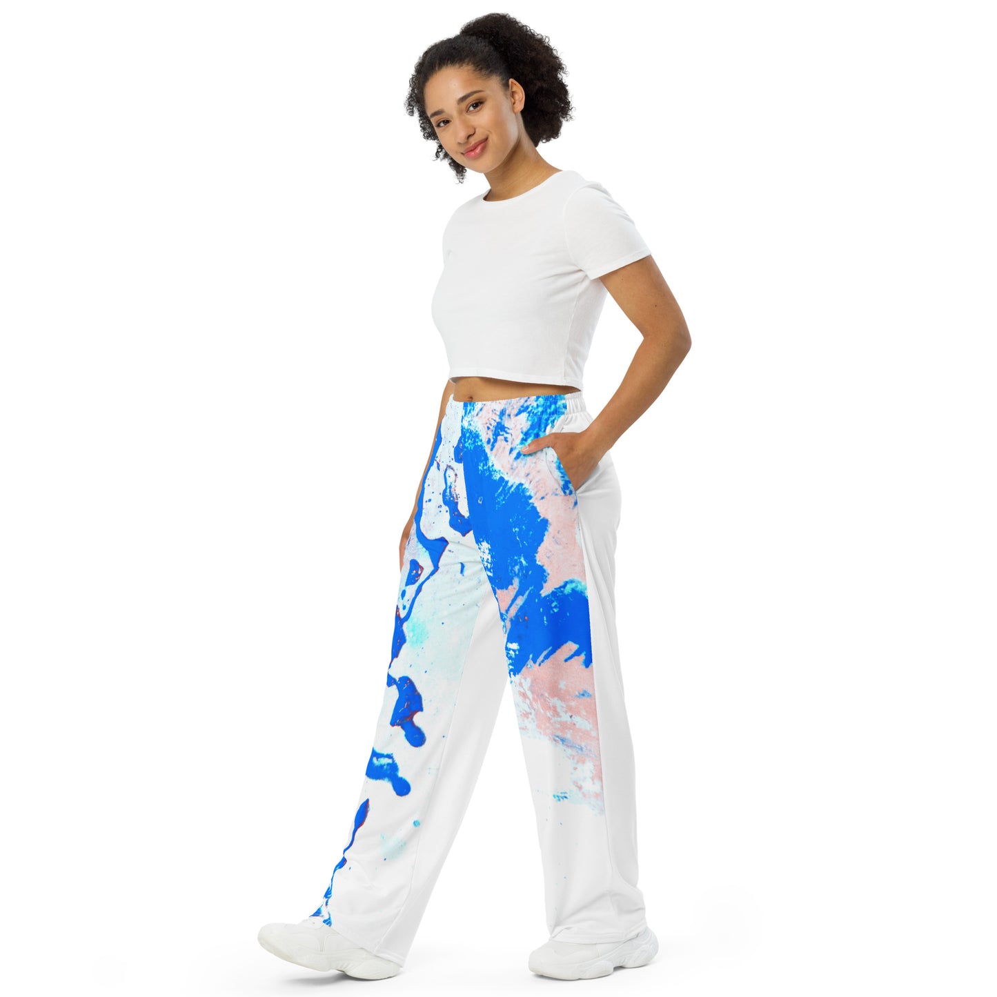 Entizen  Collection Blue And White Wide-Leg Pants