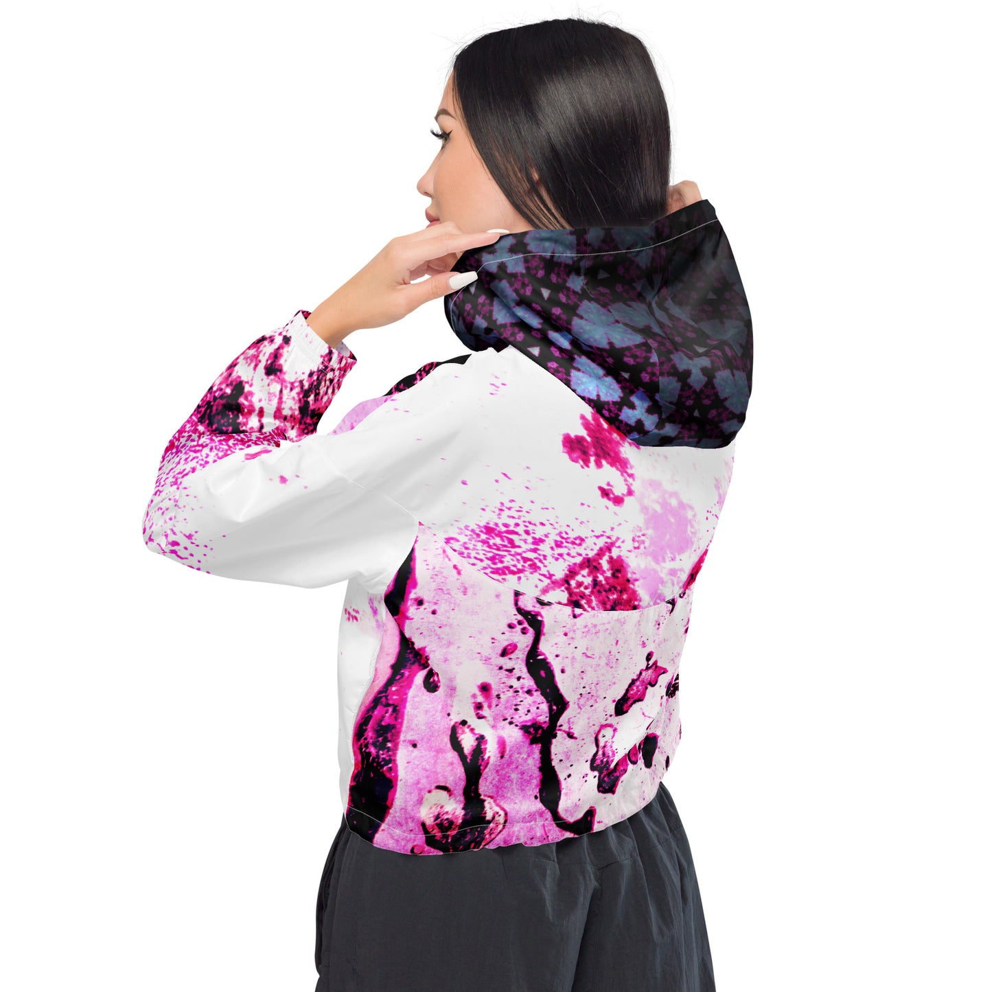 Entizen Pink And Black Cropped Windbreaker