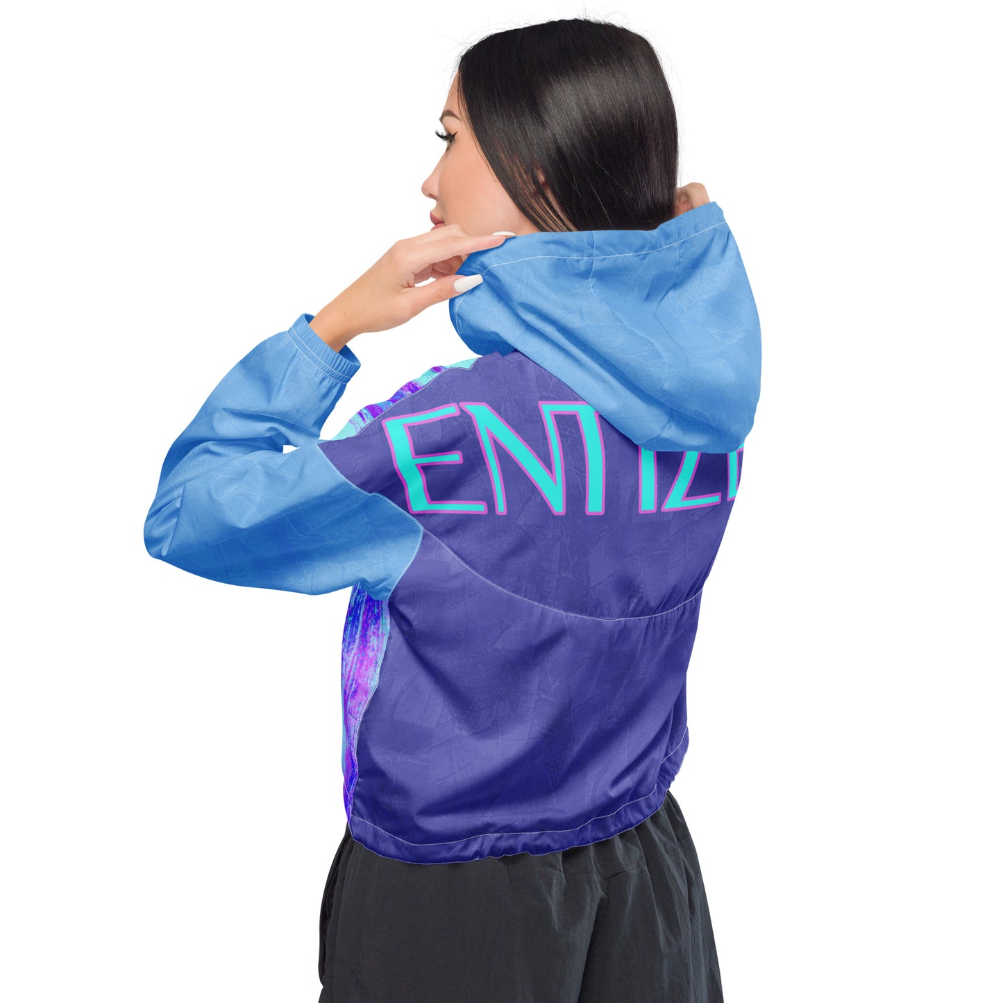 ENTIZEN Brand Blue Tiger Cropped Windbreaker