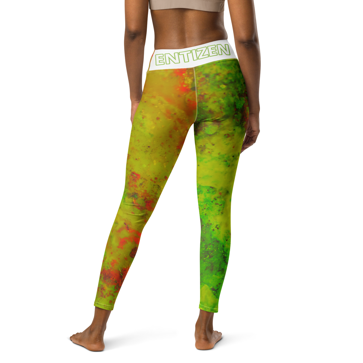 Entizen Coral Yoga Leggings orange & green