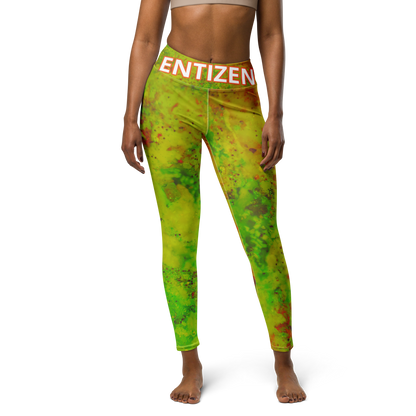 Entizen Coral Yoga Leggings orange & green