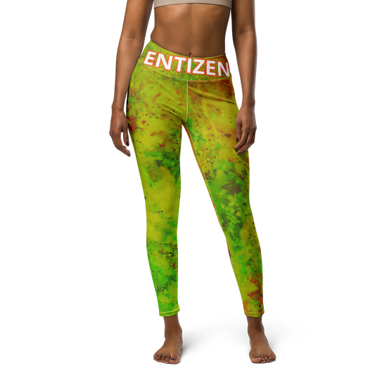 Entizen Coral Yoga Leggings orange & green