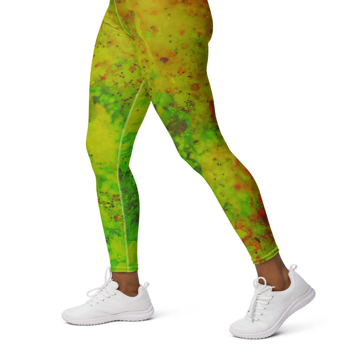 Entizen Coral Yoga Leggings orange & green