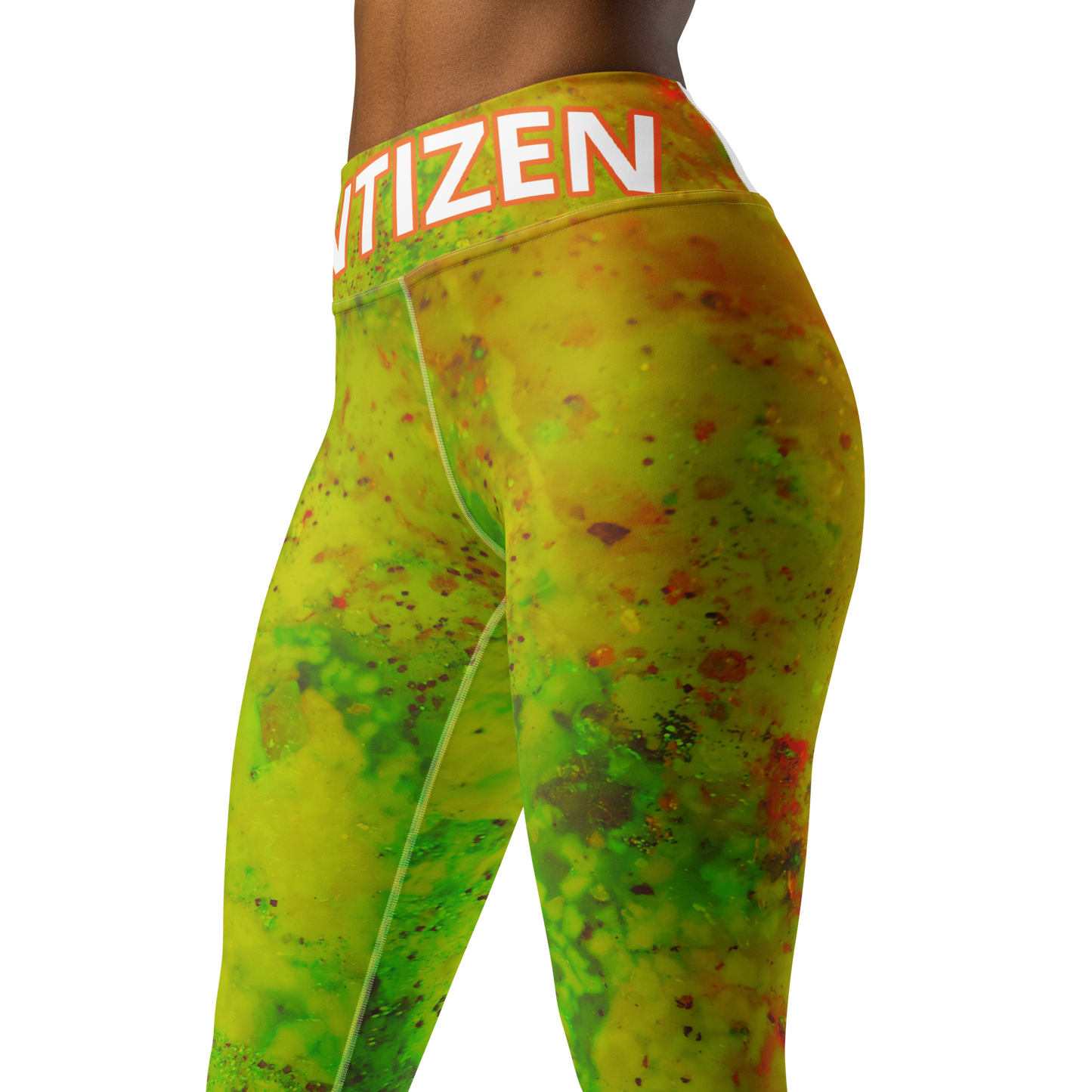 Entizen Coral Yoga Leggings orange & green