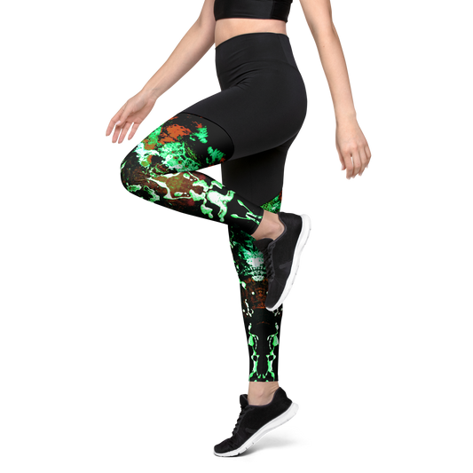 Entizen Green Art Sports Leggings Black